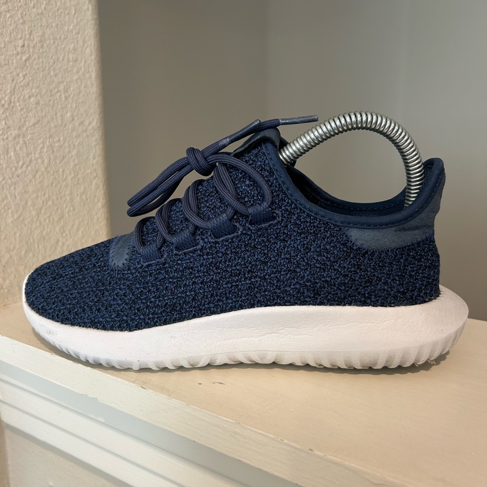 Adidas Tubular Shadow Sneakers Womens Size 6 Blue Suede Knit Fabric - Picture 2 of 9